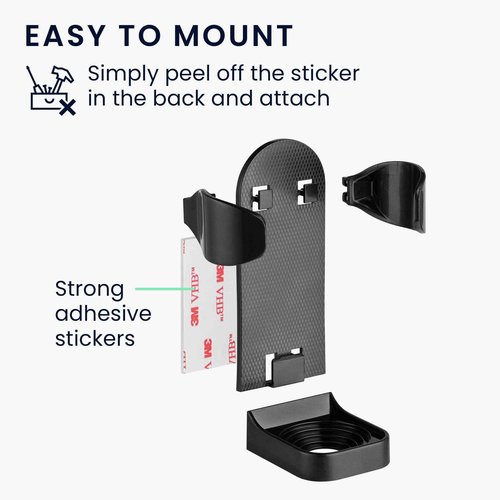kwmobile Electric Razor Holder - Wall Mounted Shaver Stand for Bathroom - Self Adhesive Storage Mount Made of ABS Plastic - Black