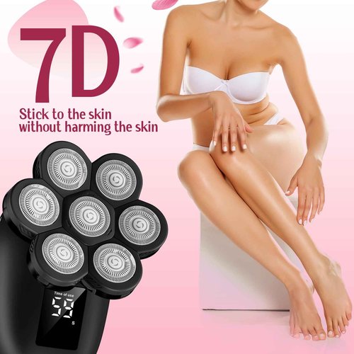 Electric Razors for Women,7D Gifts for Women,Cordless Electric Shaver with Detachable Head Wet/Dry Facial Hair Remover for Legs Painless Water Resistant (Black)
