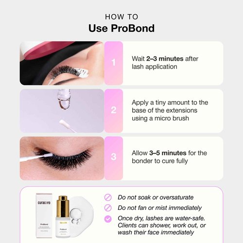 Curacoro ProBond - Lash Bonder for Lash Extensions, Fast-Curing Glue Sealer for Oily Lashes & Humid Environments, Longer Retention & Reduced Irritation (15ml)