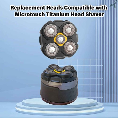 Replacement Heads Compatible with Microtouch Titanium Electric Head Shaver, Titanium Razor Replacement Blades for Micro Touch Head Shaver, Hypoallergenic Hair Clippers Blades for Bald Men - 3 Pcs