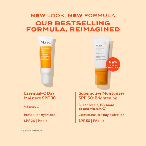 Murad Superactive Brightening Moisturizer SPF 50 Travel - Vitamin C Packed Hydrating Ulta Sheer Facial Sunscreen W/Lipid-boosting Technology for Preventative Aging Protection from UVA/UVB (0.8 Fl Oz)