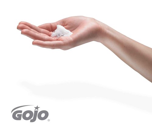 GOJO Premium Foam Antibacterial Handwash, Fresh Fruit Scent, 7.5 fl oz Hand Soap Pump Bottle (Pack of 6) - 5710-06, Translucent apricot
