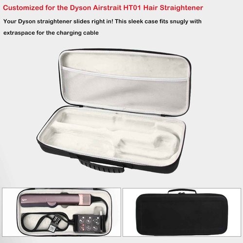 LIUIIVIRI Rigid Travel Case Suitable for Dyson airstraight HT01 Hair Straightener and Power Adapter Waterproof and Shockproof Carry Case(black)