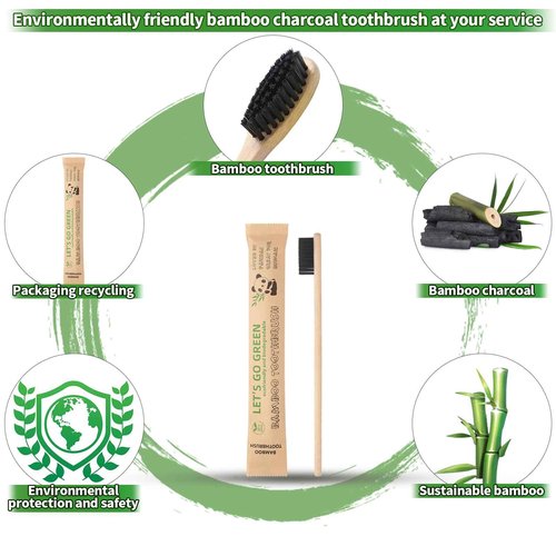 Newday 100 Pack Bamboo Toothbrushes Bulk, Individually Wrapped, BPA Free Soft Bristles Toothbrush, Recycled Packaging, Biodegradable ECO Friendly Toothbrushes for Home Hotel Travel (Black)
