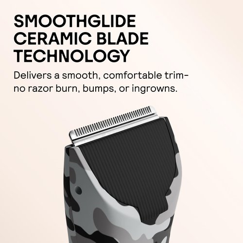 MERIDIAN The Trimmer Original - Body Hair Trimmer for Men, Electric Shaver for Pubic Hair, Chest, Legs & Bikini, Waterproof & Rechargeable, Arctic