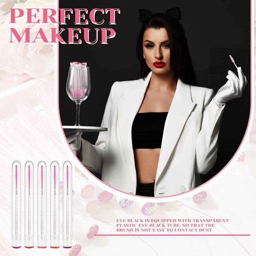 200 Pieces Mascara Wand Tube Set 100 Pcs Lash Spoolies for Eyelash Extensions 100 Pcs Diamond Empty Mascara Brush Disposable Colorful Eyebrow Applicator Makeup Tool, Mix Color (Cute)