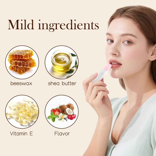 100-Pack Unlabeled Lip Balm Bulk – Natural Shea Butter & Vitamin E, 5 Flavors – Blank Tube Custom Labels for Party & Wedding Favors, Baby Shower & Gift Basket Filling