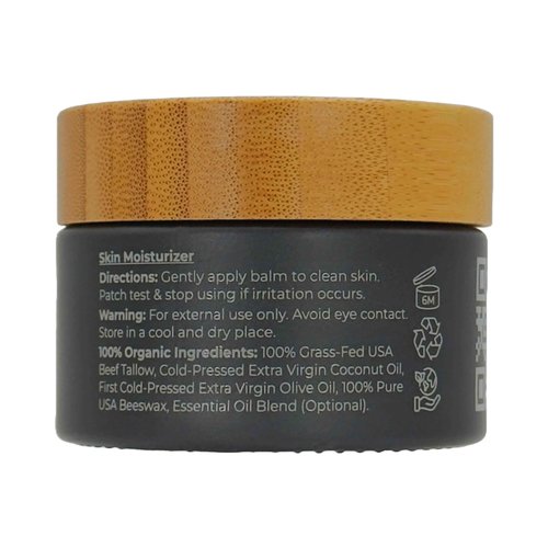Moisturizing Tallow Body Balm, Unscented, 100% Grass Fed Grass Finished Organic Face Cream, Moisturizer, 1.7 oz, Lotion, Skin Care, and Lip Balm