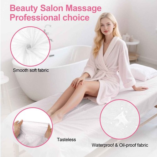 200 Piece Disposable Massage Table Sheets 31" x 71" - Non-Woven Fabric Bed Covers for Spa, Massage, Beauty & Tattoos - Breathable, Hygienic (White)