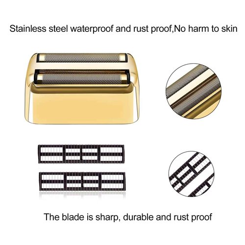 Professional Replacement Foil and Cutters for BaBylissPRO Barberology Double Foil Shaver, Compatible with BaBylissPRO Barberology FXFS2 Shaver (3 gold)