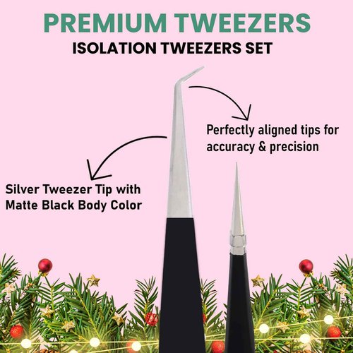 My Lash Tools - Fiber Tip Lash Tweezers for Eyelash Extensions Professional SET OF 4 Isolation, Curved & Volume Lash Tweezers set Japanese Steel Lash Supply (Matte Black)