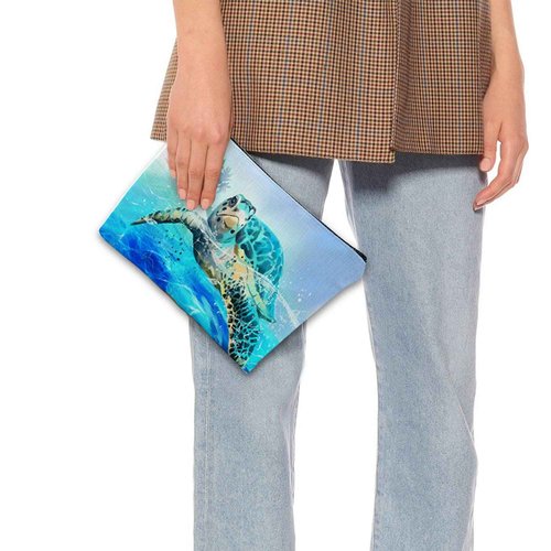 YUMQSEOS Makeup Bag for Women Travel Makeup Bag Large Cosmetic Bag Zipper Pouch Toiletry Bags Makeup Organizer Bag 7X10in - Sea Turtle