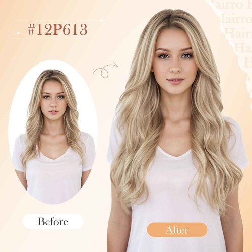Hairro U Tip Human Hair Extensions Micro Ring Keratin Glue U-tip Hot Fusion Remy Hair Balayage Highlight Color 16 inch 50g 50 Strands #12P613 Golden Brown Mix Bleach Blonde