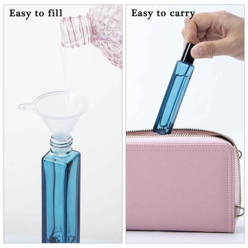 Yebeauty Glass Roller Bottles for Essential Oils 10ml Compact Travel Roll on Bottles for Oil Massage with Stainless Steel Balls, 12 Pack Perfume Rollerball Empty with Opener, Funnels, Droppers, Blue