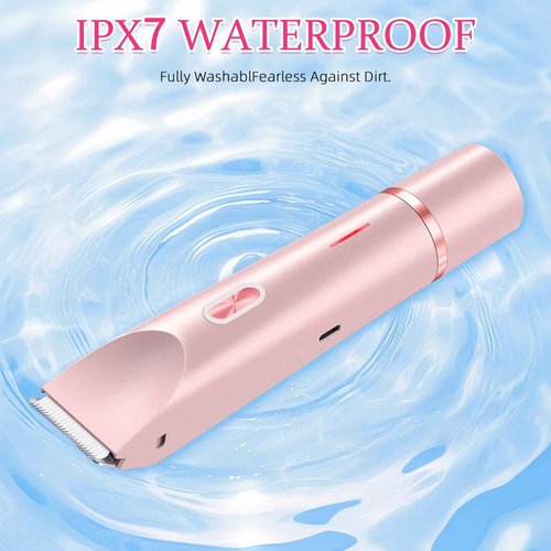 CAFSOB Bikini Trimmer for Women, 2 in 1 Electric Razors for Women, Dermave Bikini Shaver, IPX7 Waterproof & Easy Cleaning, Ceramic Blade, 120 Min Cordless Runtime, Ultra Low Silent (Pink).