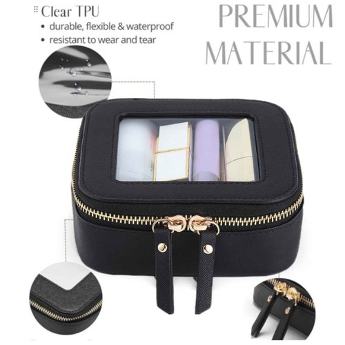 Small Clear Makeup Bag Travel Cosmetic Case, Portable Make Up Organizer Traveling Compact Car Bag for Essentials Transparent Toiletry Bag with Zipper