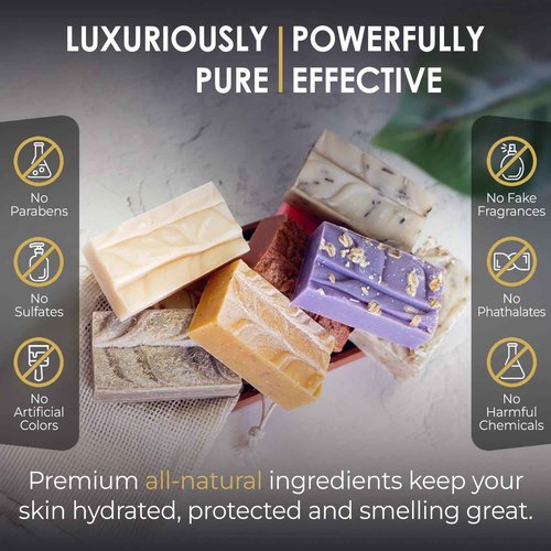 Blue Moon Elise All Natural Eucalyptus Soap Bars, Scented with Premium Essential Oils, Handmade in the USA, Moisturizing and Therapeutic for Face/Body, For Sensitive Skin, For Men and Women (5 Pack)