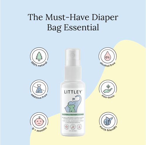Think Smarter Products Littley Pacifier & Teether Cleaner with Hypochlorous Acid, Non-Toxic & Alcohol-Free, Gentle Formula for Cleaning Baby & Toddler Essentials, 8oz Spray Bottle