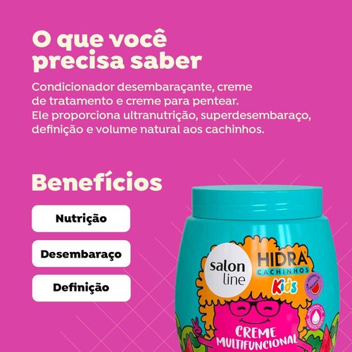 Salon Line - Linha Hidra (Kids) - Creme Multifuncional 3 em 1 Melancia 1 Kg - (Hydra (Kids) - Watermelon 3 in 1 Multifunctional Cream Net 35.27 Oz)