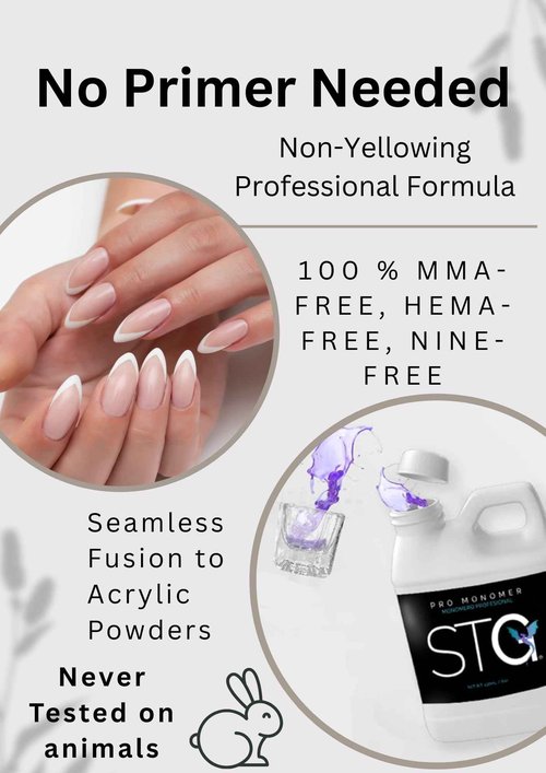 STG Acrylic Systems' Professional Grade EMA Acrylic Monomer -MMA Free, Primerless, Non-Yellowing Nail Sculpting Liquid (Monómero Acrílico), Purple, 16oz
