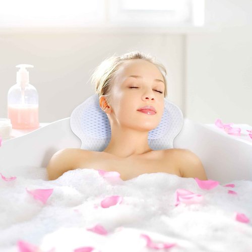 Anevna Bath Pillow Bathtub Pillow,Bath Pillows for Tub Neck and Back Support, Bath Tub Pillow Headrest with Soft 4D Mesh Fabric