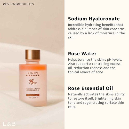 Lemon & Beaker Pore-Reducing Toner - Alcohol-Free, Vegan Face Toner for Soothing & Hydrating Skin, Minimizes Large Pores, 3.5 fl oz, Made in New Zealand