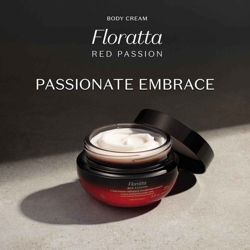 O BOTICARIO Floratta Red Passion Body Cream, Luxurious Hydration with Bold Floral & Amber Fragrance, Fast-Absorbing Moisturizer, 8.8 Ounce (250g)