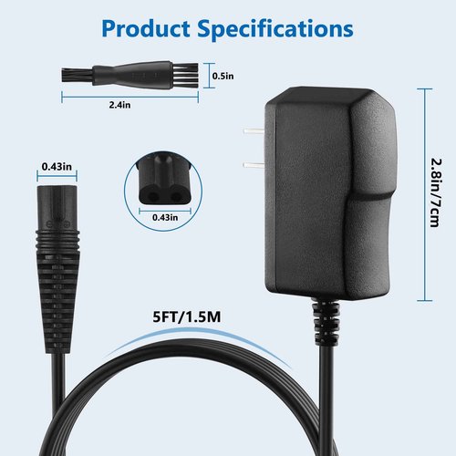 FNKTQL 12V Charger for Braun Shaver 9 8 7 6 5 3 1 XT5 Series, Power Cord for Braun S3 S6 S7 S8 S5 S9 S1 Electric Razor 3040s 340s 9385cc 370 720 760cc 790cc 720s-4 7865cc 9090cc 9330s 5018s (5Ft)