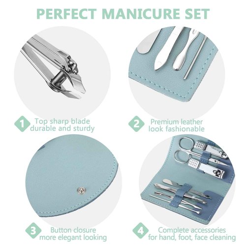 Lanties 12 Set Manicure Set Bulk Mini Manicure Nail Clipper Kit 7 in 1 Stainless Steel Professional Nail Care Pedicure with Travel Portable Bag Grooming Kits for Christmas Women Men Home(Multi Color)
