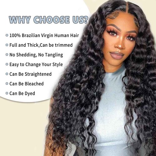 Deep Wave Bundles Human Hair 18 Inch 1 Bundle Human Hair 12A 100% Unprocessed Brazilian Virgin Hair Curly Weave Bundles Real Human Hair Extensions Natural Black