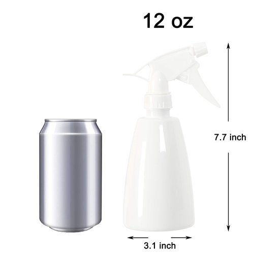 Youngever 6 Pack Empty Plastic Spray Bottles, White Spray Bottles for Hair and Cleaning Solutions (12 Ounce)