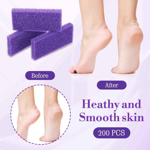 200 Pcs Purple Pumice Stone for Feet Disposable Foot Pumice Stone Bulk Foot Pumices Scrubber Dead Skin Pumices Foots Callus Remover for Feet Pedicure Foots Heel Exfoliator Tool Sponge Salon Home Use