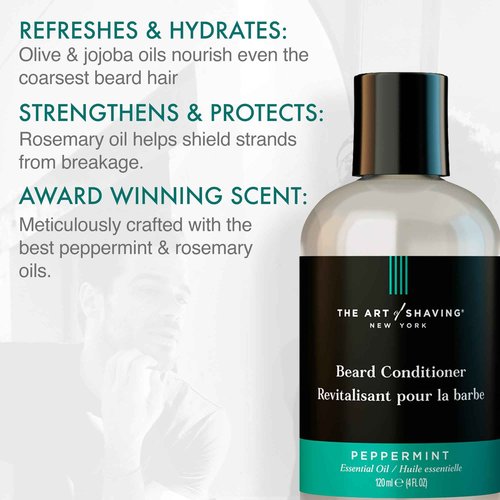 The Art of Shaving Beard Conditioner - Beard Softener to Nourish & Soften Beard Hair, Leaves Clean & Shiny Finish, Peppermint, 4 Fl Oz