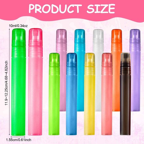 60 Pieces 10 ml Plastic Spray Bottles Empty Fine Mist Sprayer Bottles for Travel Essential Oils Perfume Supplies(Multicolored)