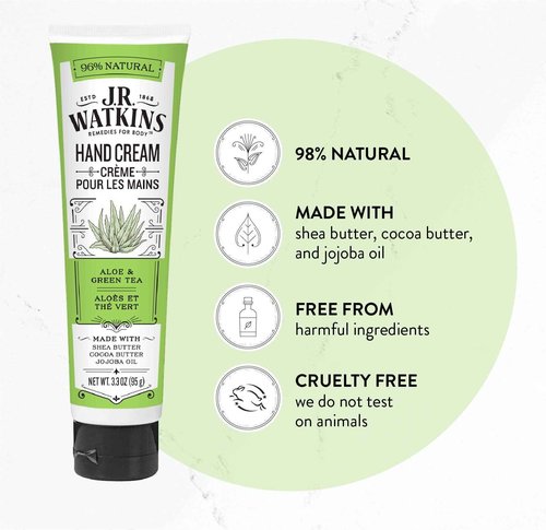 J.R. Watkins Body Cream, Aloe & Green Tea, 3.3-Ounce Tubes (Pack of 4)