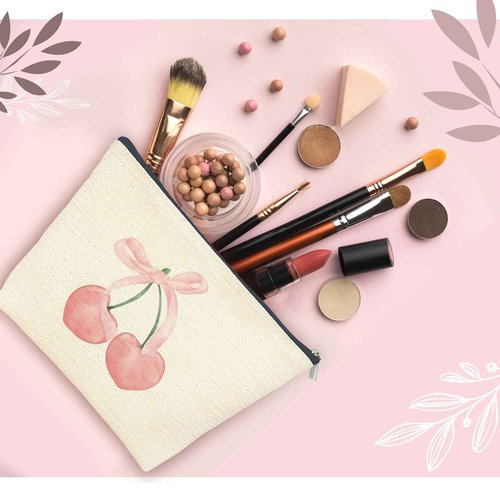 Udinaz Cherry Makeup Bag,Bow Makeup Bag, Pink Coquette Makeup Bag, Cute Makeup Bag, Pink Preppy Makeup Bag, Preppy Stuff, Preppy Coquette Gifts, Coquette Stuff, Pink Makeup Pouch
