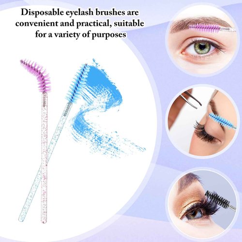 Skylety 1000 Pcs Disposable Mascara Wands Bulk Mascara Eyelash Brush Spoolies Makeup Applicator Eyelash Wands for Eye Lash Extension, Eyebrow Comb, 3.9 x 0.2 x 0.3 Inch (Colorful,Glitter)