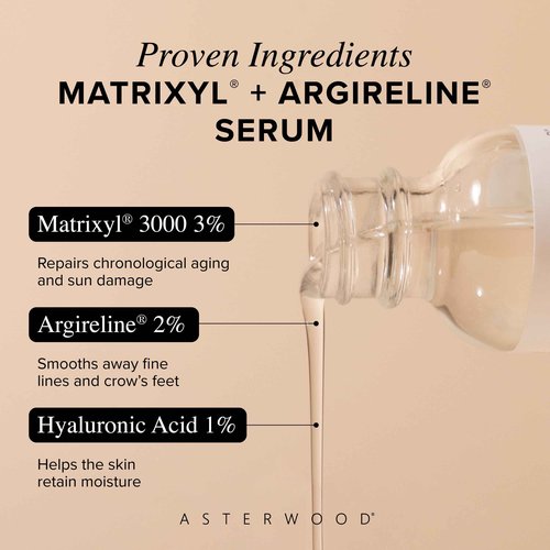 Asterwood Matrixyl 3000 + Argireline Serum with Hyaluronic Acid - Anti-Aging, Wrinkle Reducing, Collagen Boosting - Fragrance-Free - 4 Fl Oz