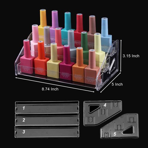 SUTOKAKA Nail Polish Organizer Clear Acrylic Eyeglasses Display Holder Essential Oil Storage Rack Makeup Stand Tray - 3 Layer