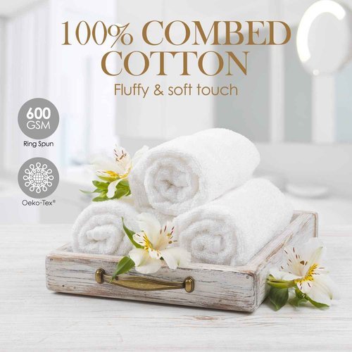 Elaine Karen White Wash Cloths for Your Face - 12 Pack Premium Cotton Washcloths - Hotel & Spa Bathroom Face Towels - 13x13 Face-Cloth