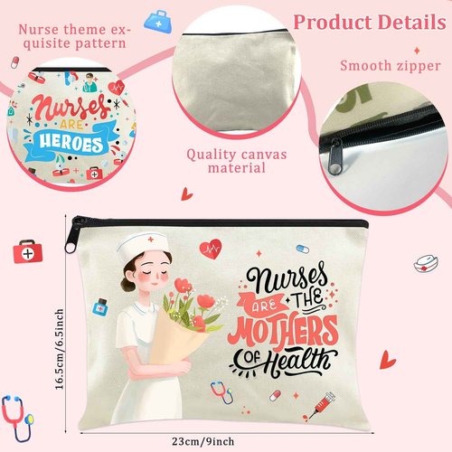30 Pack Nurse Makeup Bags Nurse Cosmetic Bags Bulk Nurse Gift Survival Kit Funny Nursing Travel Toiletry Makeup Bag Nurse Appreciation Gifts for Women Men Thank You Nurse Appreciation Week Gift