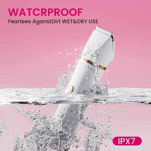 Electric Razors for Women, 5-in-1 Wet/Dry Bikini Trimmer with USB Charge Dock, Deluxe Facial Hair Removal, Wet/Dry Body Shaver for Nose Eyebrows Beard Underarm Leg Arm, IPX7 Waterproof (White)