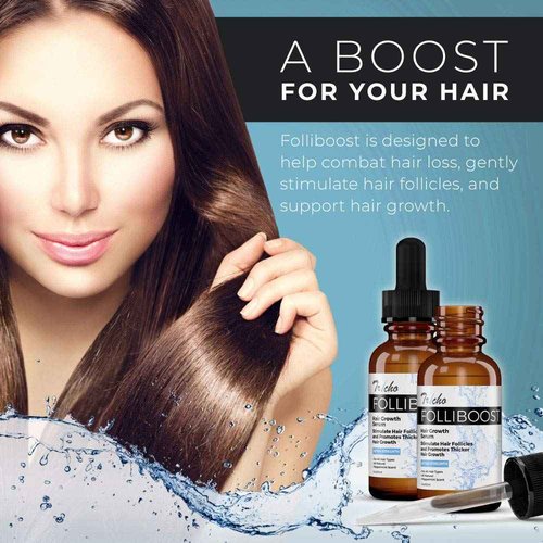 Tricho Labs Folliboost Hair Growth Serum - Natural-Based Formula w/Biotin & Peppermint Oil - Hair Care for Thicker & Fuller Hair - 2oz