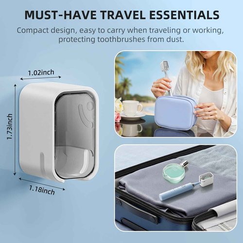GONGQIN Travel Toothbrush Head Cover 2PCS, Electric Toothbrush Covers Caps, Ventilated Toothbrush Protectors Caps for Travel, Camping, Bathroom, Business, Grey