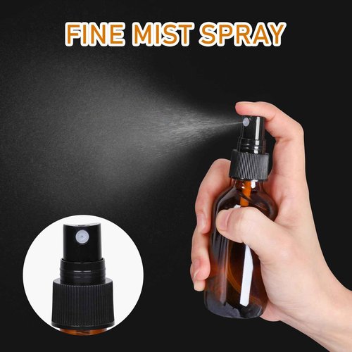 Jaisie.W 2 oz Glass Spray Bottles with Fine Mist Sprayer 2Pack, 60ml Small Amber Glass Spray Bottles 2 oz for Perfumes,Cleaning Products,Pet Spray (2fl.oz, Set of 2)