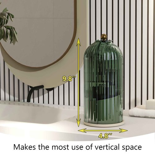 Emljkvp Makeup Brush Holder with Dustproof Cover 360 Rotating Makeup Brush Organizer for Vanity Bathroom, Green