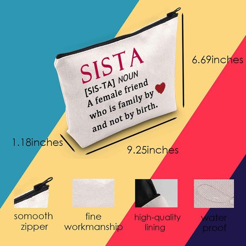 MNIGIU Sista Cosmetic Bag Afro Women Gift Black Girl Gift SisterHood Makeup Zipper Pouch Bag for African American Girl (SISTA)