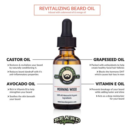 Beard Organics Morning Wood Beard Oil | Cedarwood & Orange Scent