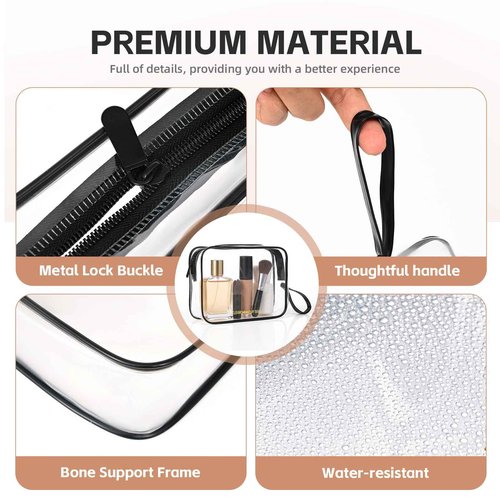 Icramsy Clear Makeup Bag,2 Pack TSA Approved Toiletry Bag Travel Toiletry Bag Hanging Makeup Cosmetic bag for Women Men (Black).