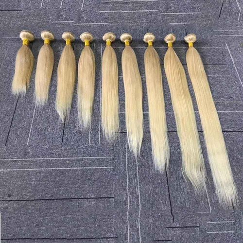 MStoxic 613 Bundles Blonde Bundles Human Hair 14 Inch 613 Straight Hair 1 Bundle 12A Grade Unprocessed Brazilian Virgin Hair Weave Extensions For Women (Single Bundles Human Hair)